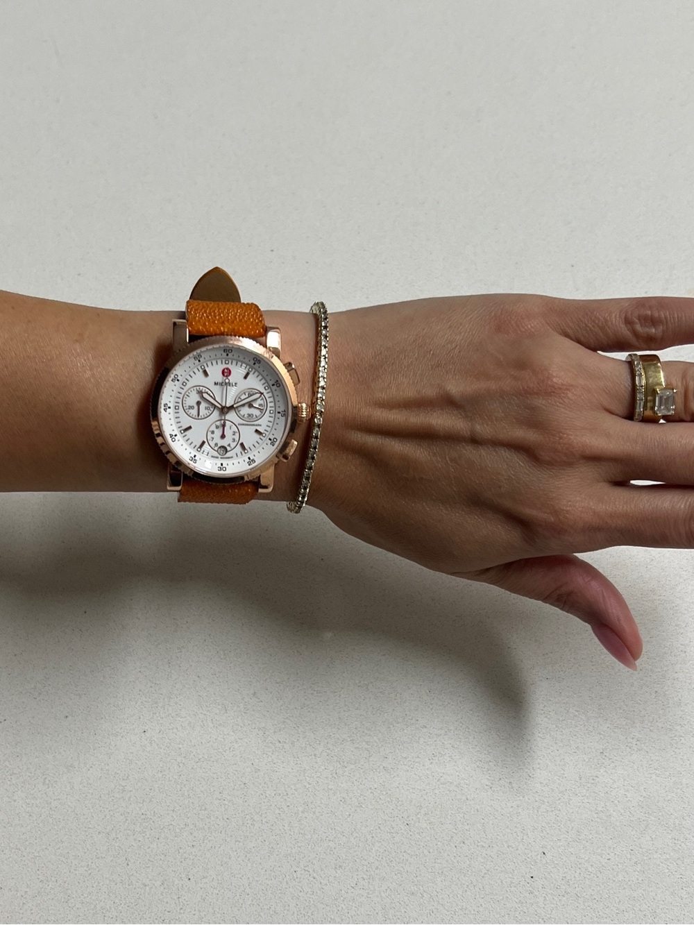 MICHELE Swiss Chronograph Watch Rose Gold Galuchat Stingray Strap - Picture 14 of 16